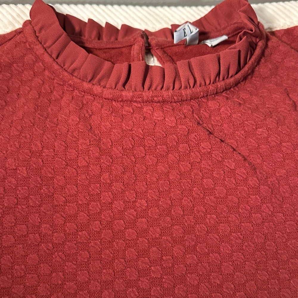 Elle Ruffled Textured Top in Rust - Picture 14 of 14